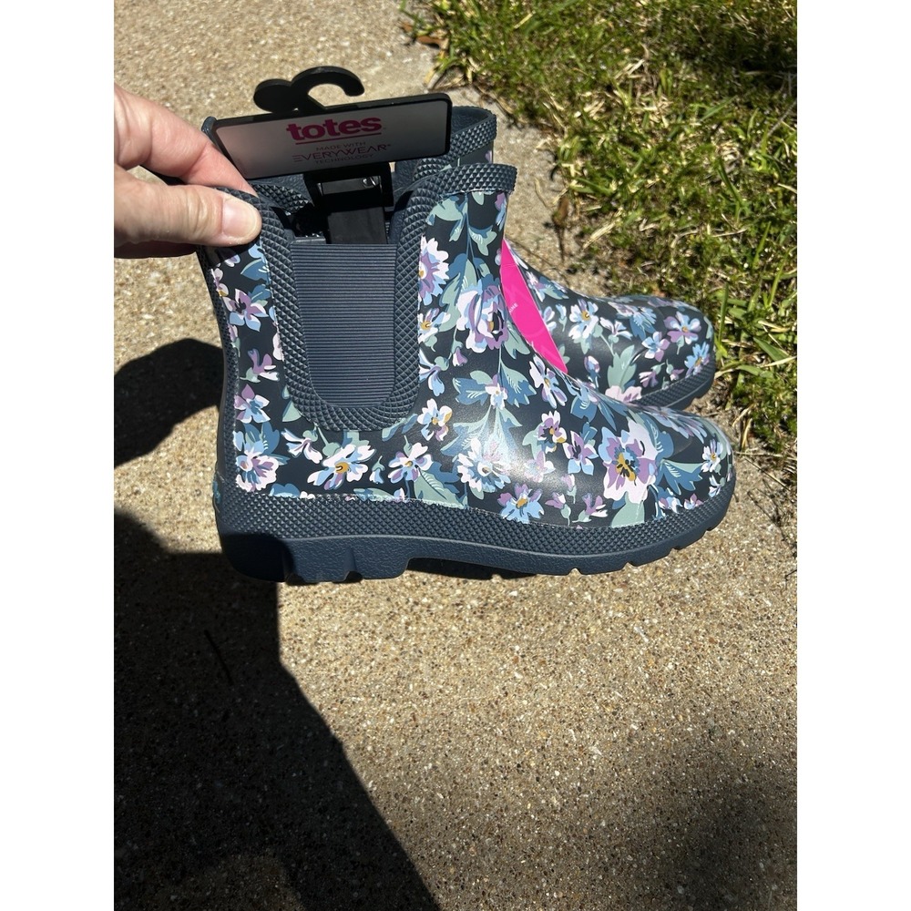 Vera Bradley Totes Navy Evy Floral Waterproof Rain Boots Sz 8